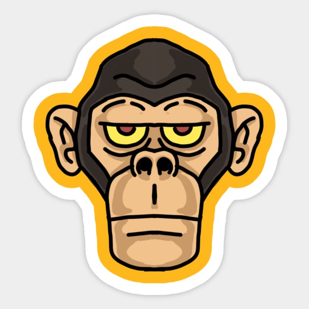 Flat face chimpanzee Sticker by doddy77